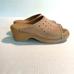 Modellista Clogs Leather Tan Sandals Made in Italy Women's Shoes Size 7 Like New